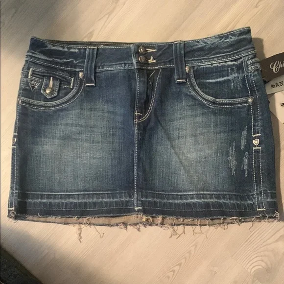 Grace Blue Cropped jeans skirt with Distressed Wash - Picture 5 of 10